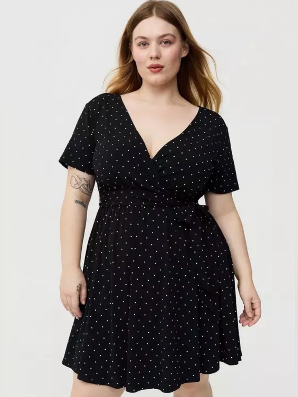 NWT Torrid Surplice Romper Black Polka Dot Women’s Size 00 M/L Short Sleeve